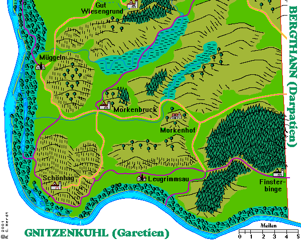 Karte des Südteils von Gluckenhang